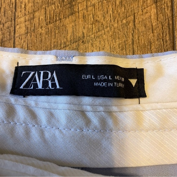 Zara Light Blue High Waisted Wide Leg Casual Pull On Trousers F - Picture 3 of 3